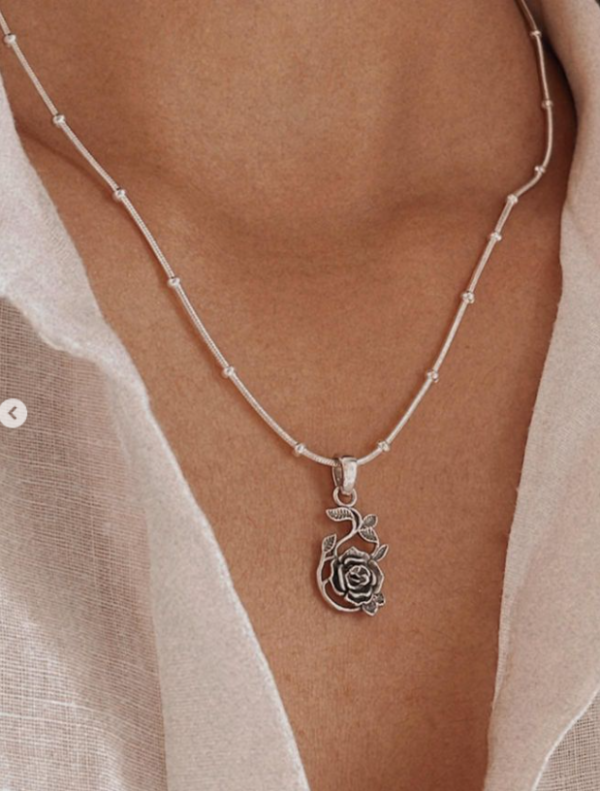 Silver Rose Charm